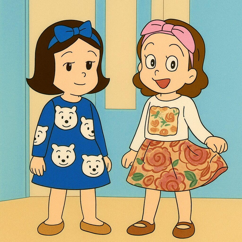 サザエさん風2人の女の子