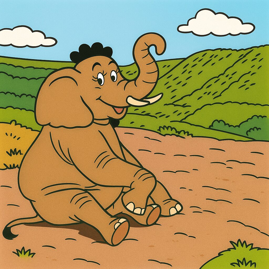 サザエさん風座る象