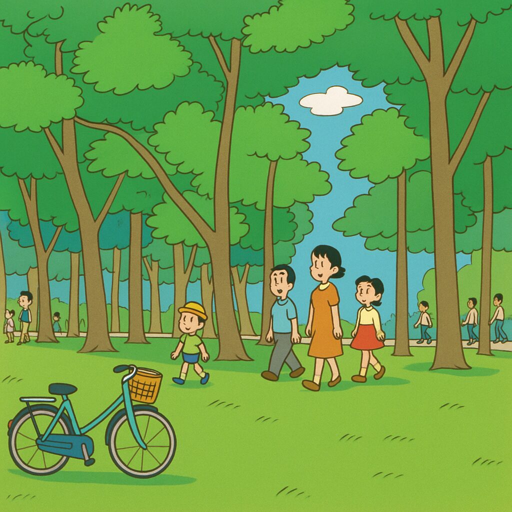 サザエさん風公園の自転車