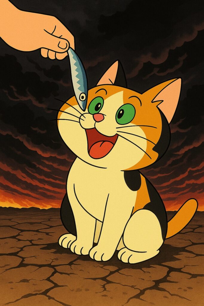 迫力のあるサザエさん風猫